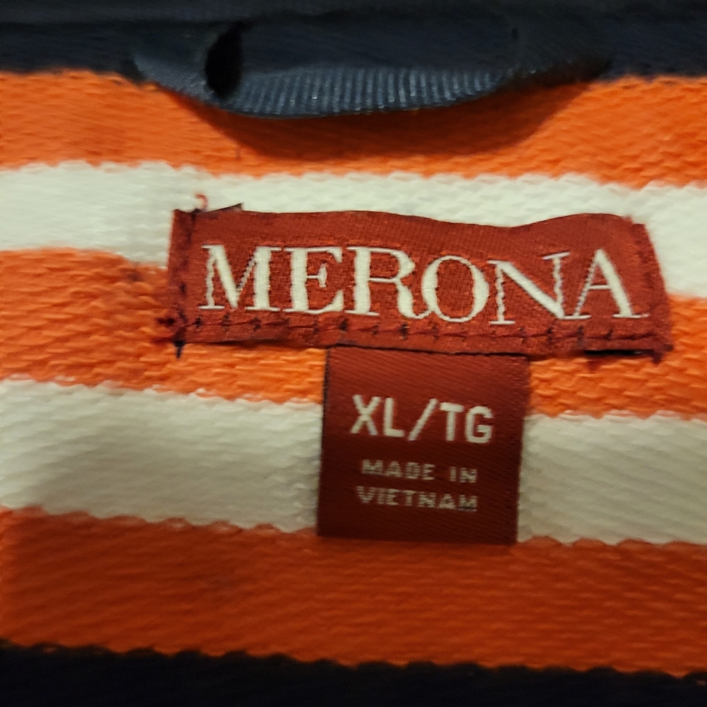 Merona Men's XL Quarter-Zip Shirt 100% Cotton Orange & Blue ~ Unisex FINAL PRICE - Picture 8 of 9